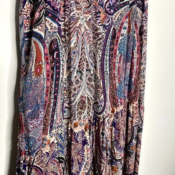 ba&sh Baraka Rose Sleeveless Paisley Printed Maxi Dress Large Boho Hippie Shift